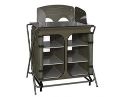 Outsunny Cucina da Campeggio, Tavolino da Campeggio o Picnic in Alluminio, Pieghevole e con Sacca da Viaggio, Verde, 94x57x109cm
