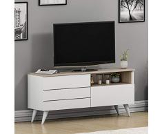 HOMIDEA Leon Set Soggiorno - Mobile TV - Credenza TV - Parete Attrezzata in Design Moderna (Bianco/Avola)