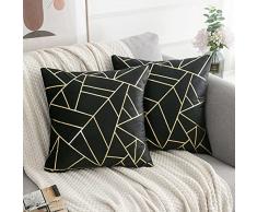 Cuscini 45x45 Cuscini per Divani Moderni Cuscino in Velluto Nero Copre un Set di 2 18 Pollici Fodera Cuscino Divani da Soggiorno