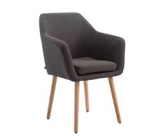 CLP Sedia Poltroncina Utrecht In Stoffa I Poltrona Soggiorno Con Braccioli I Sedia Sala Attesa In Legno, Colore:grigio scuro, Colore della cornice:natura