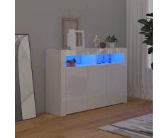 Lechnical Credenza con Luci LED Bianco Lucido 115,5x30x75 cm,Credenza,Credenza Moderna,Credenza Salvaspazio,Credenza Soggiorno/Cucina