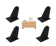 Gambe per Mobili, set di 4, Piedino Inclinato per Tavolo, Moderni Piedini per Mobili, Nero, Piedini per Mobili in Lega di AAlluminio, per Del Tavolo da Scrivania TV da Tavolo(Altezza: 80mm)