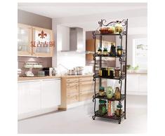 Taihang Scaffale Europeo retrò in Ferro battuto scaffale per Bagno mensola da Cucina mensola per Bagno (Color : Black)