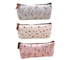 Cassa di matita, fiori, cosmetici, cassa di matita, cassa del telefono mobile multifunzione rurale stile country 3 pezzi