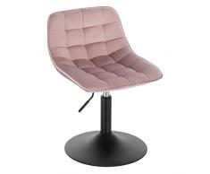 WOLTU Sgabello da Bar Moderno Girevole 360° in Velluto Sedia Alta da Cucina con Schienale Altezza Regolabile Rosa BH300rs-1