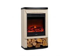 Klarstein Carinthia - Camino Elettrico, 900/1800 W, 2 Livelli Riscaldanti, OpenWindow Detection, Effetto Fiamma LED, Riscaldamento Attivabile, 5 Livelli di Luminosità, Crema