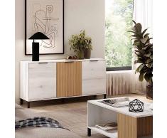 VenditadiMobiliOnline - CREDENZA 3PZ. TOKYO 137X71CM COLORE BIANCO NORDICO/FAGGIO