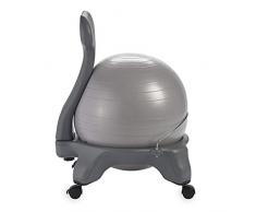 DYW Palla Ginnica Professionale PVC Yoga Ball Chair Ispessimento Fitness Massage Chair Sgabello Sgabello Fisso Seduta Ball Chair Office Home (Color : Silver)