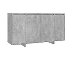 Festnight Credenza Soggiorno, Credenza Moderno, Credenza Moderna Salotto, Credenza Cucina in Truciolato Grigio Cemento 135x41x75