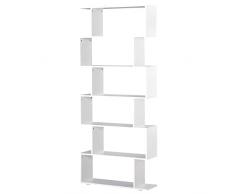 homcom Libreria di Design Mobili Ufficio Scaffale in Legno 80x24x191cm Bianco