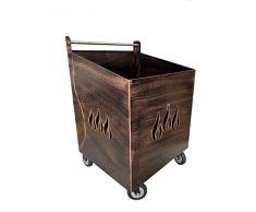 CASAMANIASHOPPING Carrello portalegna ferro battuto con fiamma 52x47x80h cm (SPAZZOLATO RAME)