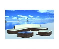 vidaXL Divano da Giardino Set 20 pz in Polirattan Marrone Sofa con Cuscini