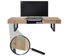 Tavolino Porta TV HWC-A15 Legno Pino massello 46x180x41cm Struttura in Metallo