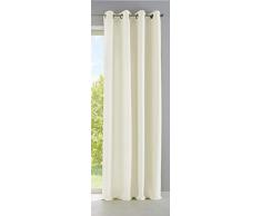 Gardinenbox Tenda oscurante con occhielli e fermatenda decorativa, 100% poliestere, crema, 245 x 140 cm