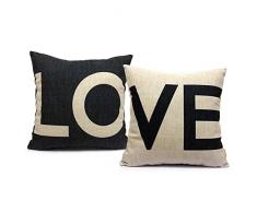 Gspirit federe coppia Couple LO & VE 2 pack cuscini per divani love Decorativo Cotone Biancheria Cuscino copricuscini divano Caso Federa per cuscino 45x45 cm, (1)