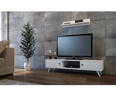ASPEN Set Soggiorno - Bianco - Parete Attrezzata - Mobile TV Porta con mensola da muro un design moderno