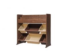 Iris Ohyama, Armadio a 3 livelli/Libreria per bambini/Scaffali per bambini Giocattolo/Armadio per bambini, Design, Sala giochi, scuola - Kids Toy Rack - ETHR-26 - Rovere