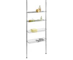 WENKO Scaffale Telescopico Bolsena, Allungabile, 2 Ripiani Forati, 2 Cestelli, Acciaio, 71 x 65-285 x 20 cm, Cromo