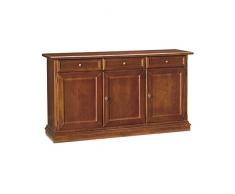H INHOUSE SRLS Credenza, Arte povera, in Legno massello e MDF con rifinitura in Noce Lucido - Mis. 156 x 42 x 85