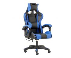 Baroni Home Sedia da Gaming, Sedia Ufficio Ergonomica con Schienale Regolabile, Poggiatesta e Supporto Lombare Blu