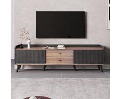 KecDuey Credenza 160 x 40 x 58 cm con due cassetti, mobile TV, tavolo TV, pannello basso con due ante scorrevoli. Texture squisita