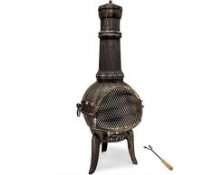 Deuba Stufa da Giardino Camino da Esterno Caminetto Ø44cm 112cm Riscaldamento Terrazza Braciere