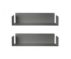 TEEbooks Mensola a muro - Set di 2 mensole - Acciaio - Bianco - 60 x 15 x 15 cm