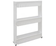 Eyepower Scaffale stretto 12,5cm Portaoggetti Cucina Bagno 3 Livelli Ripiani Bianco