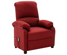 vidaXL Poltrona Elettrica Massaggiante Rosso Vino in Tessuto