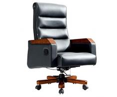 Sedia alta da scrivania per computer direzionale Sedia presidenziale Sedia presidenziale ergonomica reclinabile vintage Sedia multifunzione in pelle reclinabile in legno