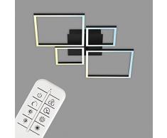Briloner - Plafoniera a LED, Lampada da Soffitto Dimmerabile, Include telecomando, Controllo Temperatura Colore, Funzione Luce Notturna e Timer, Nero, 38 Watt, 4.000 Lumen, 750 x 467 x 75 mm (LxWxH)