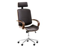 CLP Sedia Ufficio Dayton In Legno E Similpelle I Sedia Scrivania Poltrona Pc Regolabile 45-52 CM I Sedia Studio Imbottita, Colore:noce/marrone