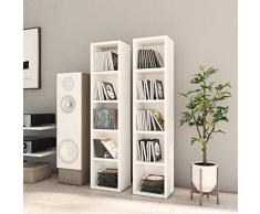 vidaXL 2X Scaffali Porta CD Mensole Arredo Mobili HiFi Armadietto Arredamento Libreria Dvd Armadio Scaffalatura Bianco in Multistrato