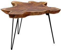 Brillibrum - Tavolino da salotto in legno di teak massiccio, con struttura in metallo, in legno di teak, unico