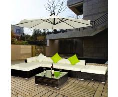 Outsunny Set Mobili da Giardino in Rattan Set Lounge Salotto Telaio in Alluminio 18pz