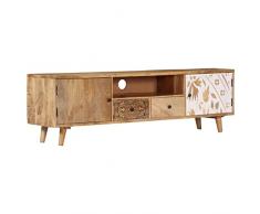 vidaXL Mobile Porta TV Rustico con 2 Cassetti Credenza Bassa Armadietto Dispositivi Multimediali 140x30x40 cm Legno Massello di Mango