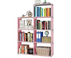 Scaffale Portaoggetti a 6 Cubi, Libreria, Scarpiera, Scaffale per organizer in Soggiorno, Camera per Bambini, per Giocattoli e Necessità Quotidiane, Rosa