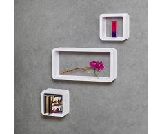 TecTake Set di mensole muro mensola libreria libri cubo pensile scaffale CD bianco