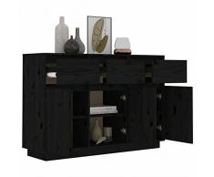 Tidyard Credenza Nera,Credenze e Buffet,Credenza Soggiorno Cucina,Mobile Credenza Cucina,Mobiletto Multiuso,Armadio da Cucina,Credenza Moderna,Convenienza Madia con Ante 110x34x75 cm in Legno