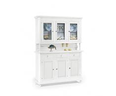 Mar.c.a. Design - Vetrina Soggiorno Elegante in Legno di Pioppo, Cristalliera Color Bianco Opaco, con 3 Porte - Mobile Soggiorno, Arte Povera Made in Italy - Mis. 150x43x218h