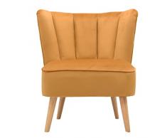 WeHome - poltrona in velluto modello vintage con gambe in ferro dorate alte 23cm e poltrona con imbottitura in schiuma dal design vintage e confortevole (Ocra)