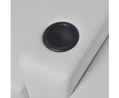 Roderick Irving - Poltrona reclinabile a 3 posti in Pelle Artificiale Bianca, Poltrona Relax