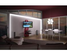 Meliconi GHOST DESIGN 2000 ROTATION ROSSO Parete Attrezzata con Supporto TV, Doppio Braccio Orientabile, Mensole in Vetro Temperato, per TV da 32" a 63", Rosso