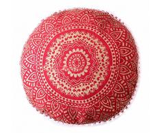 Iindian Red ombre mandala poggiapiedi rotondo pouf ottomano pouf decorativo pouf ottomano, pavimento indiano comodo cuscino in cotone cuscino ,14 x 24 '(multi) comodo cuscino di cotone cuscino da pavimento pouf ,14 x 24' (multi)