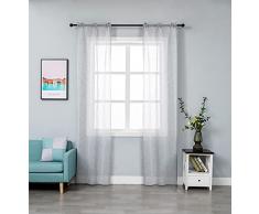 GIRASOLE Coppia Tende Voile Semitrasparenti Effetto Lino Tenda per Soggiorno Camera Balcone Finestra e Interni 2 Pannelli con Tasca (Grigio, 70x240cm)