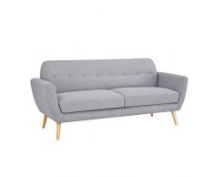 Milani Home s.r.l.s. Divano 3 Posti Grigio Stile Moderno di Design Contemporaneo con Bottoni per Salotto Casa Hotel, Stile Moderno, 193x79x86 H