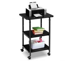 Goplus Tavolino Supporto Multifunzione Porta Stampante Regolabile in Altezza Mobiletto Carrello con 3 Ripiani in Legno