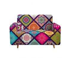 Copridivano 2 Posti Elasticizzato - Treer Copridivani Fodera Protettiva Antimacchia, Copridivano Universale con Braccioli, Moderno Divano Protector Lavabile, Retrò Stile Etnico(2 Posti 145-185cm)