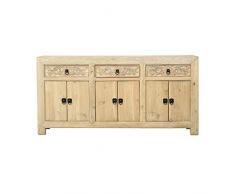Yajutang Credenza naturale in Cina, 6 ante, 3 cassetti, in legno naturale