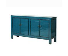 Yajutang - Credenza Cinese Antica a 4 Ante, Colore: Blu